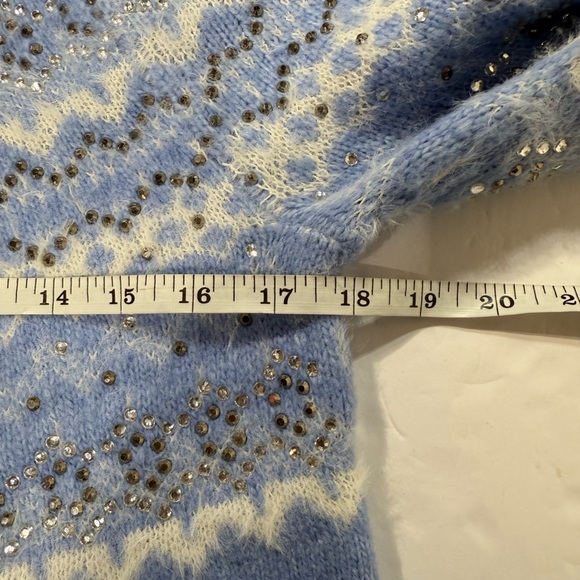 Talbots Light Blue Embroidery Frost Fair Isle Women's Sweater Sz SP - Picture 9 of 12